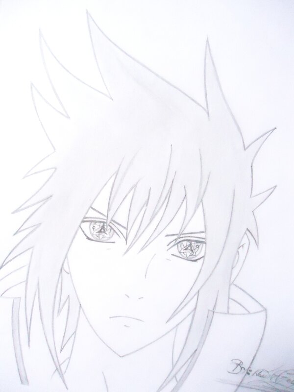 pencil drawing of anime character