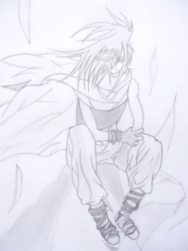 pencil drawing of anime character
