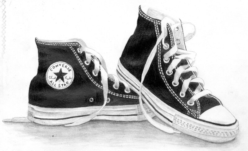 Pencil drawing of Converse sneakers