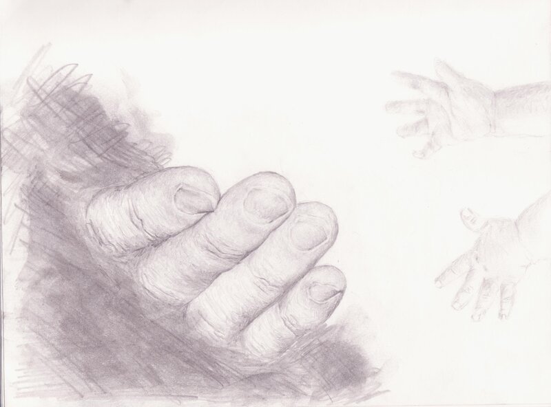 pencil drawing of hands