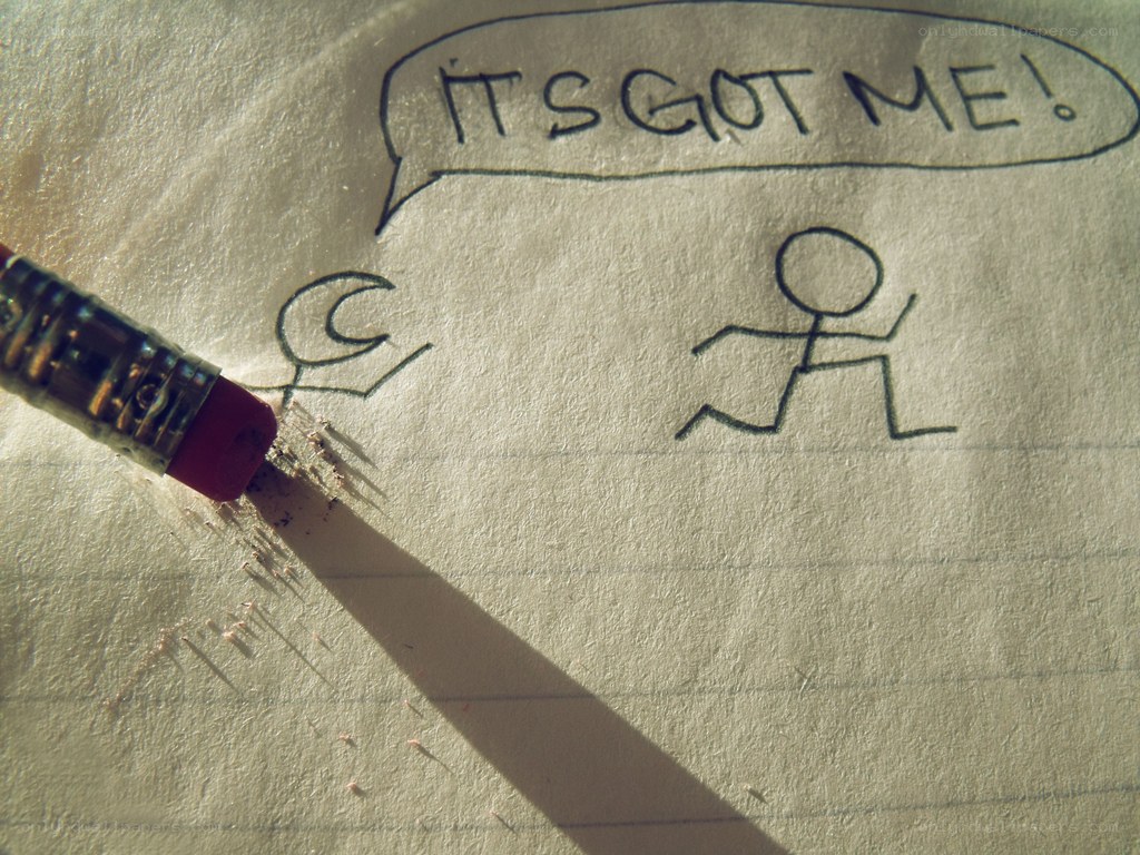 Pencil erasing stick figure