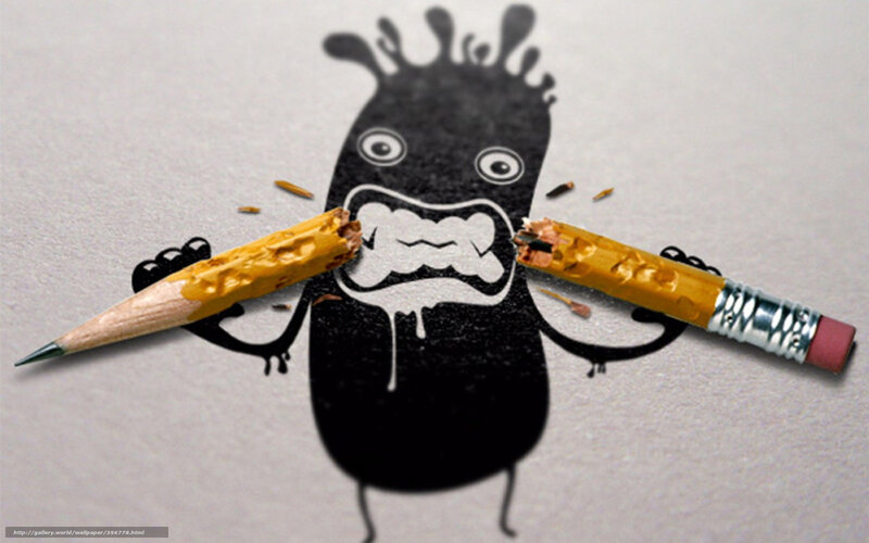 Pencil monster eating pencils