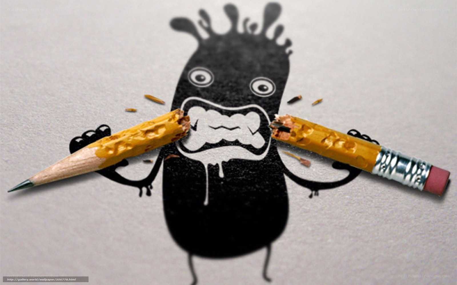 Pencil monster eating pencils