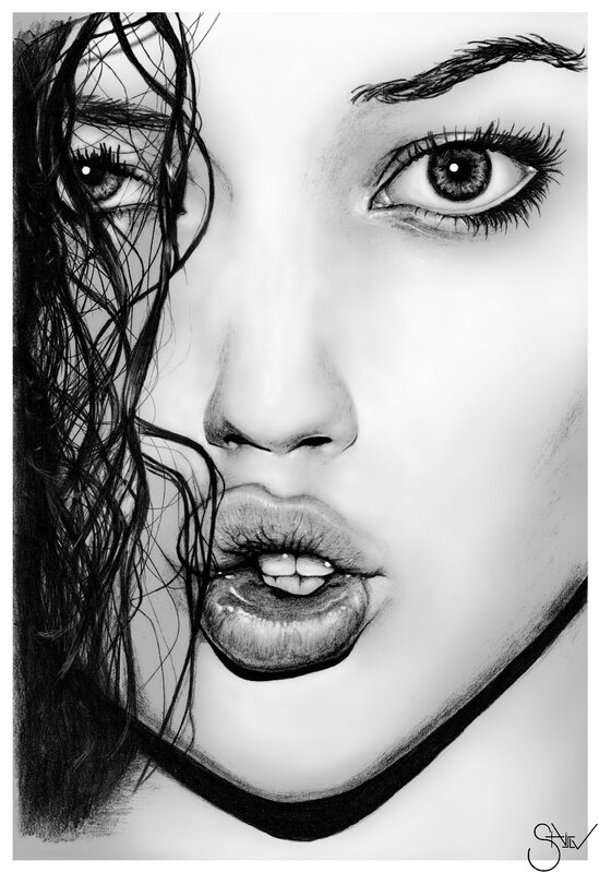 pencil portrait of a woman's face