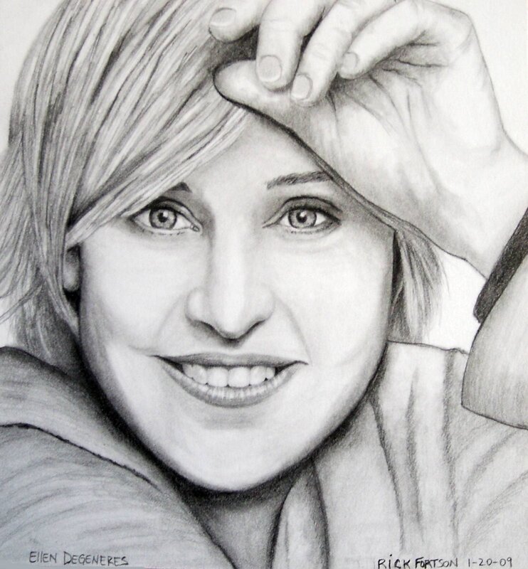 Pencil portrait of Ellen DeGeneres