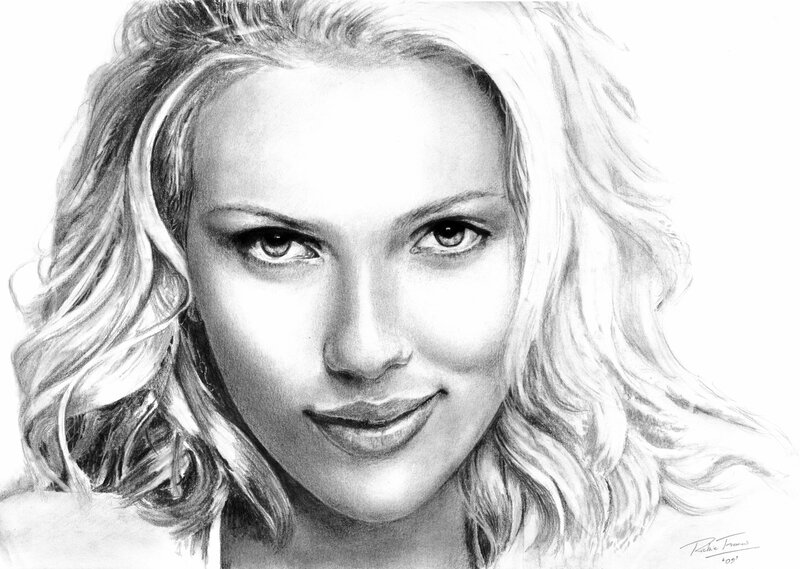pencil portrait of scarlett johansson