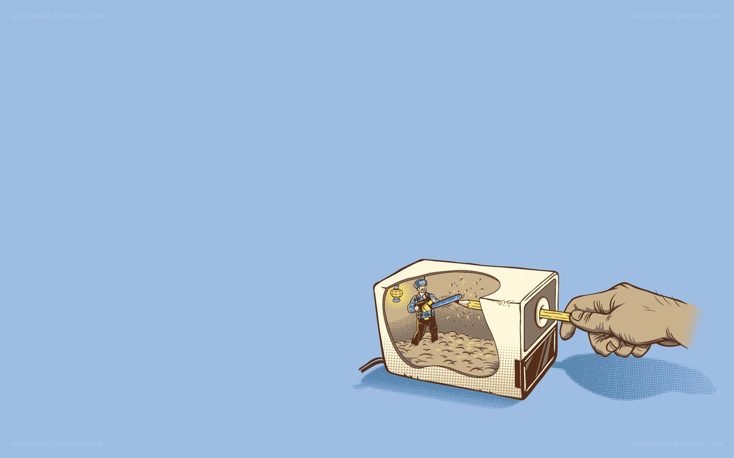 Pencil sharpener with miner inside