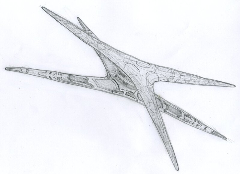pencil sketch of a star-shaped object