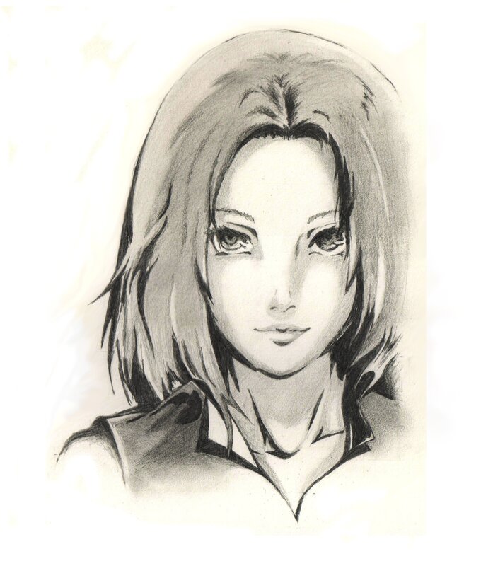 pencil sketch of anime girl