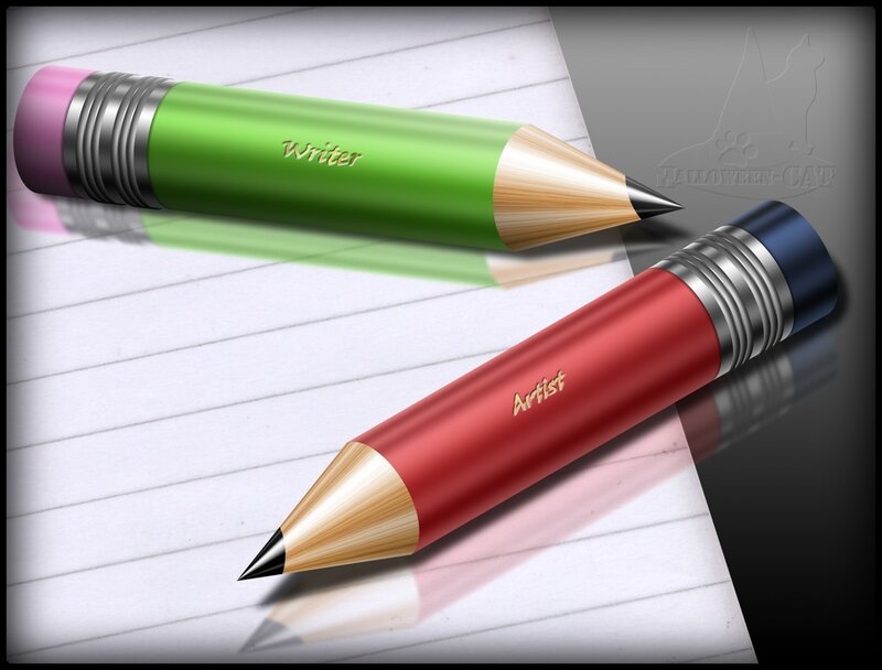Pencils labeled Writer and Artist