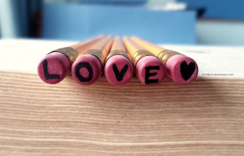 Pencils Spelling Love — Brown