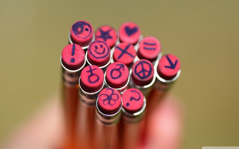 Pencils with Symbols — Red