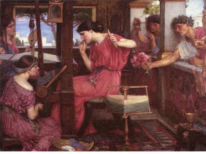 Penelope weaving at home