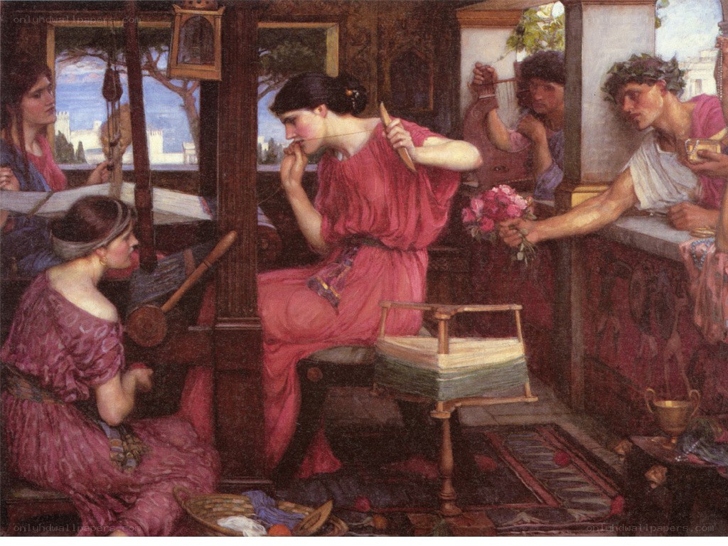 Penelope weaving at home