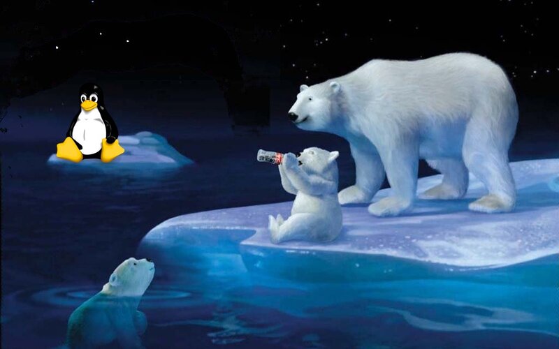 penguin and polar bears on ice