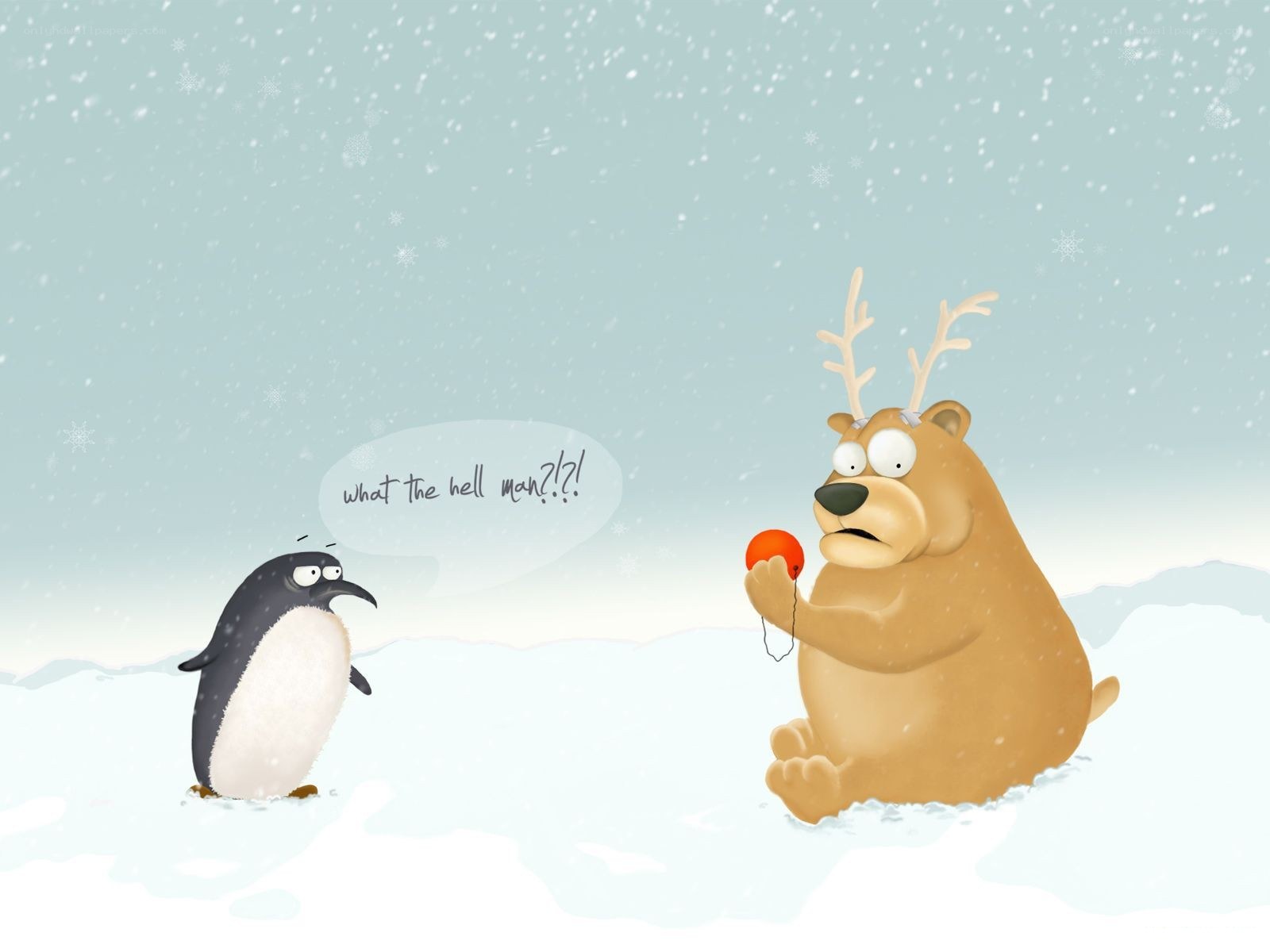 Penguin and reindeer bear