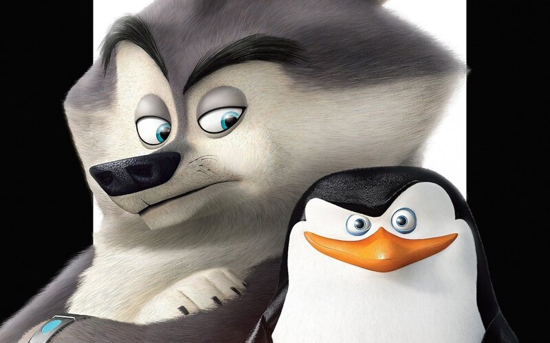 Penguin and wolf characters