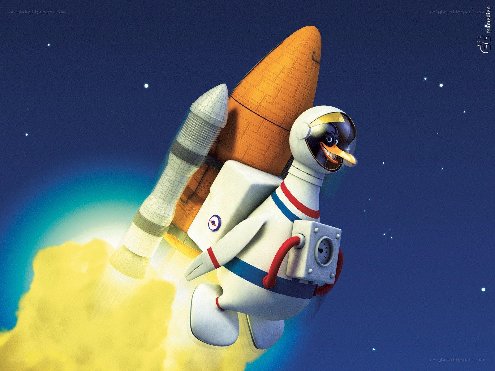 penguin astronaut in space
