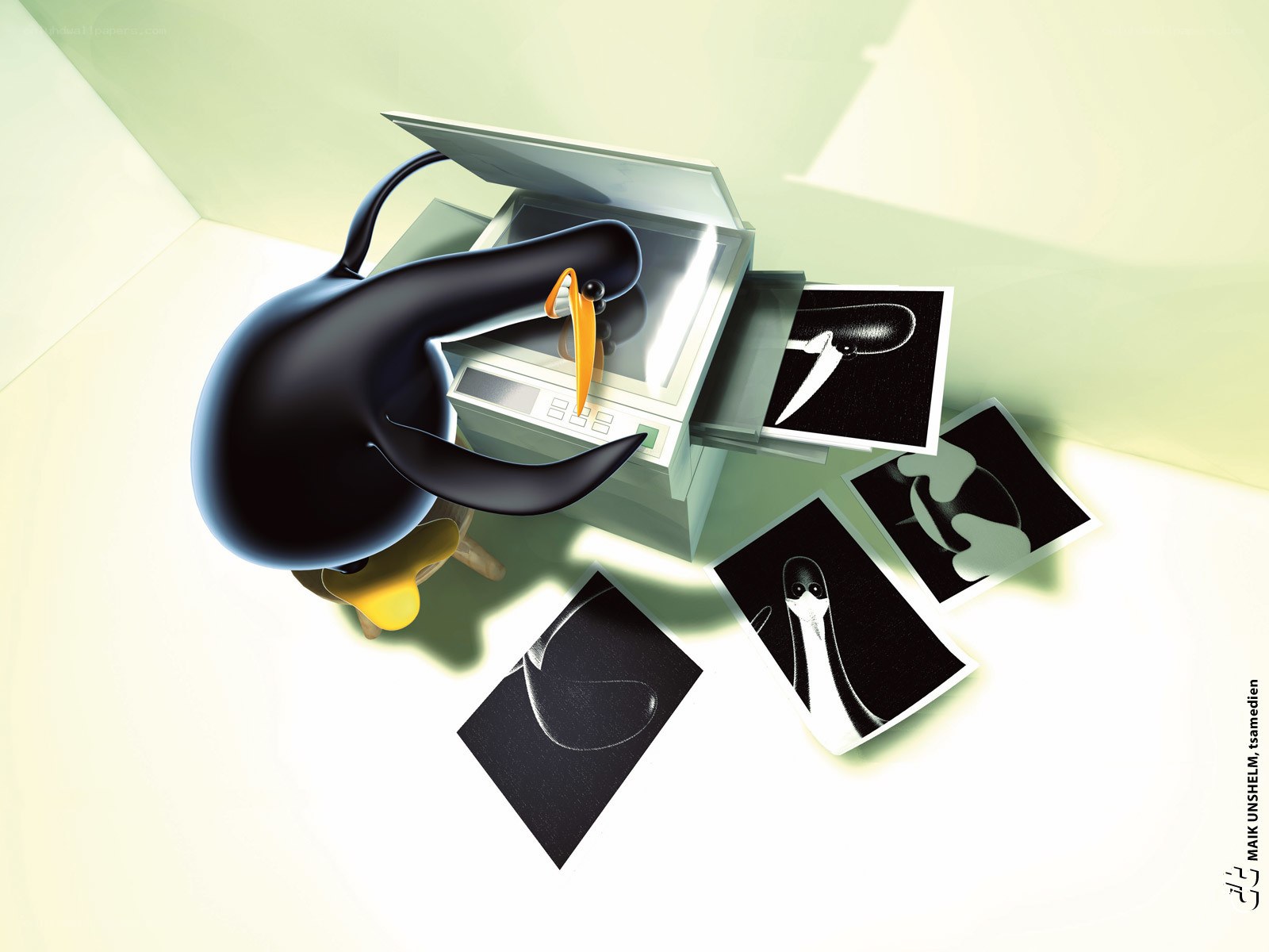 penguin at a photocopier