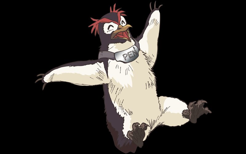 Penguin Character — Black, Playful