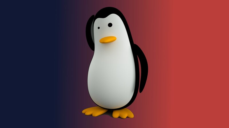 Penguin Character — Blue, Neutral, 3d Render
