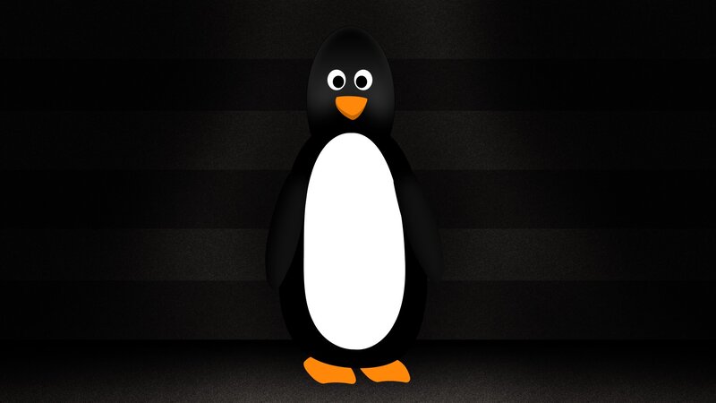 penguin character on dark background