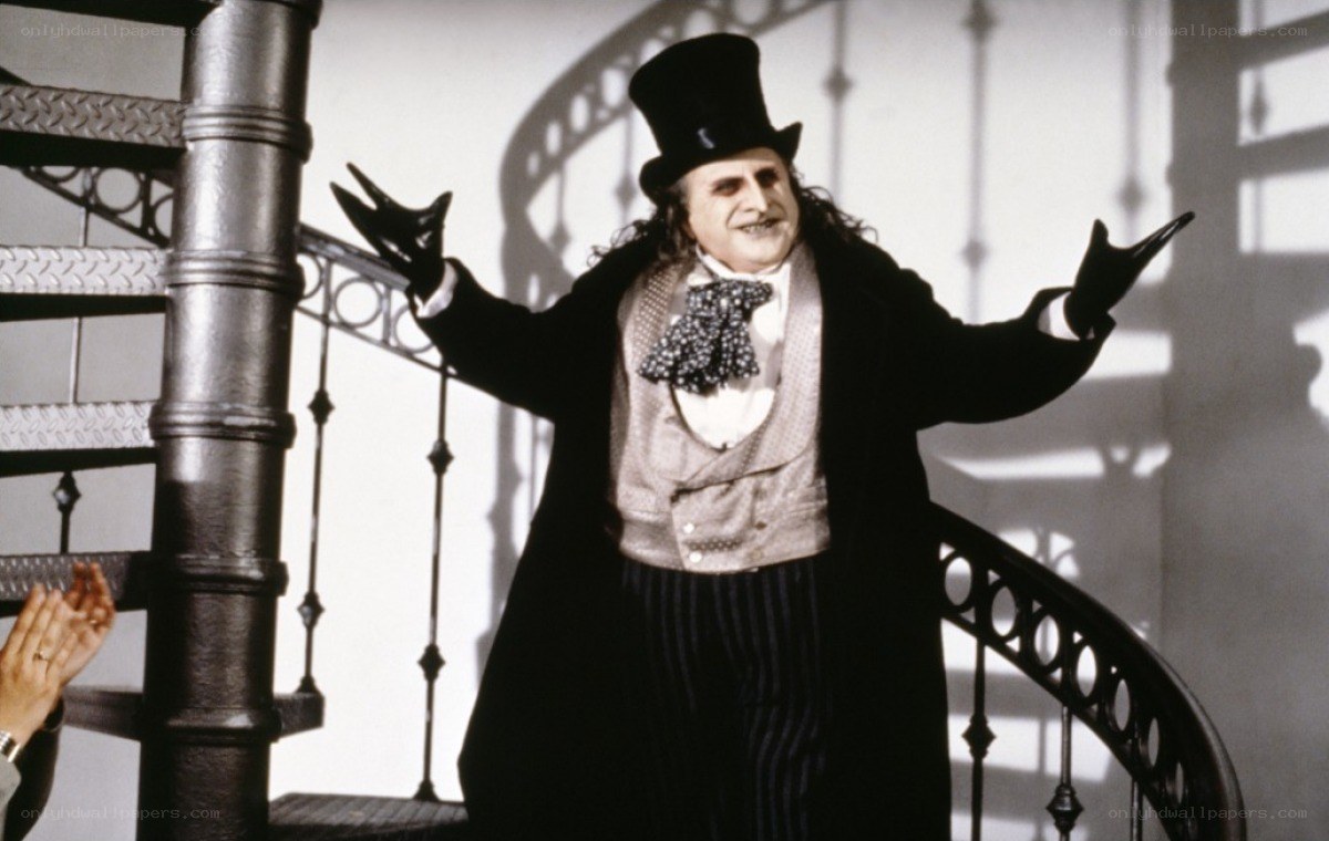 Penguin character on spiral staircase