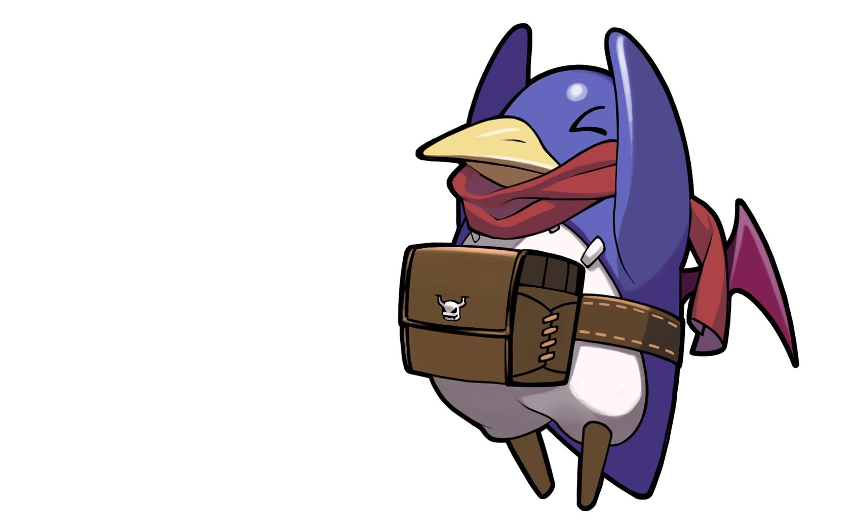 penguin character with bag