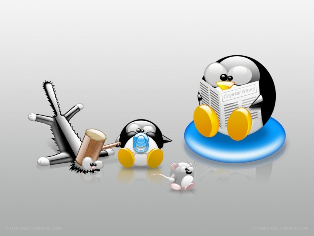 Penguin characters with newspaper