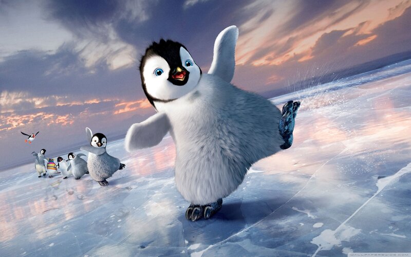 Penguin chick on ice