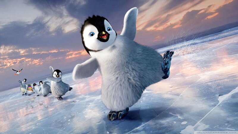 Penguin chick on ice