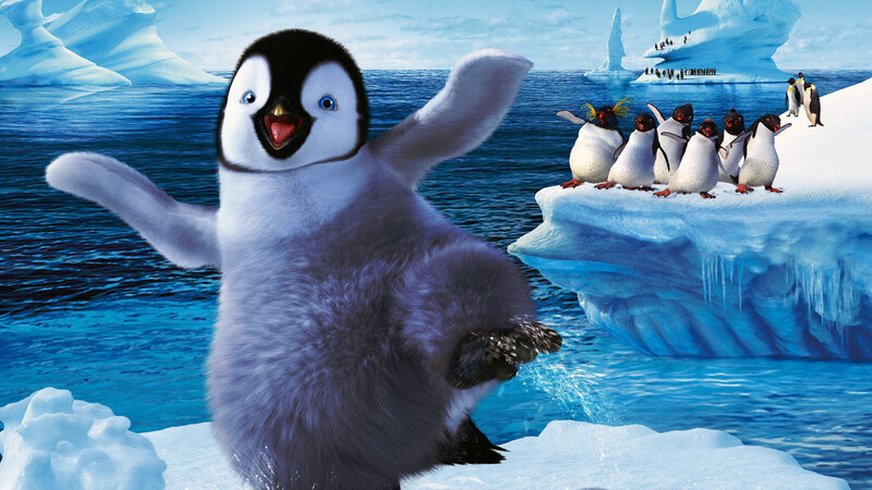 Penguin Chick on Ice — Blue, Playful