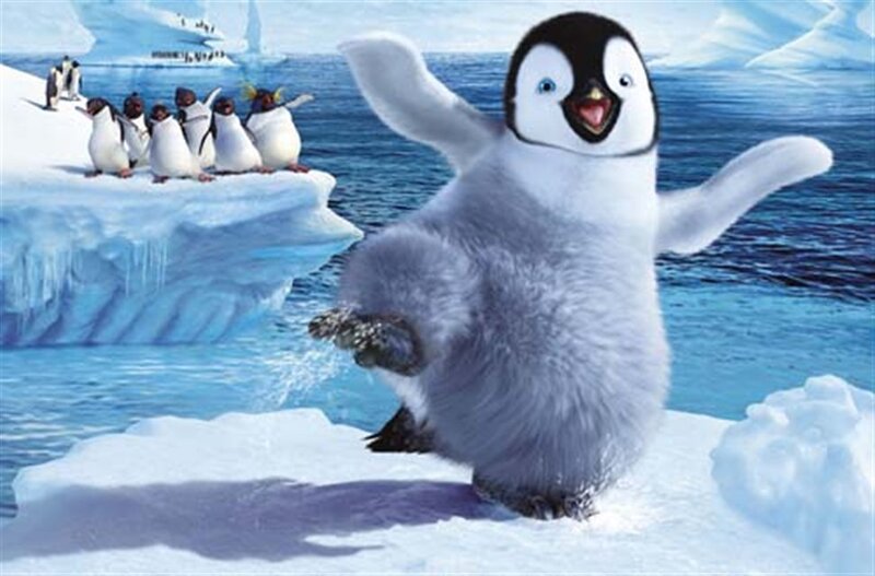 Penguin Chick on Ice — White, Playful