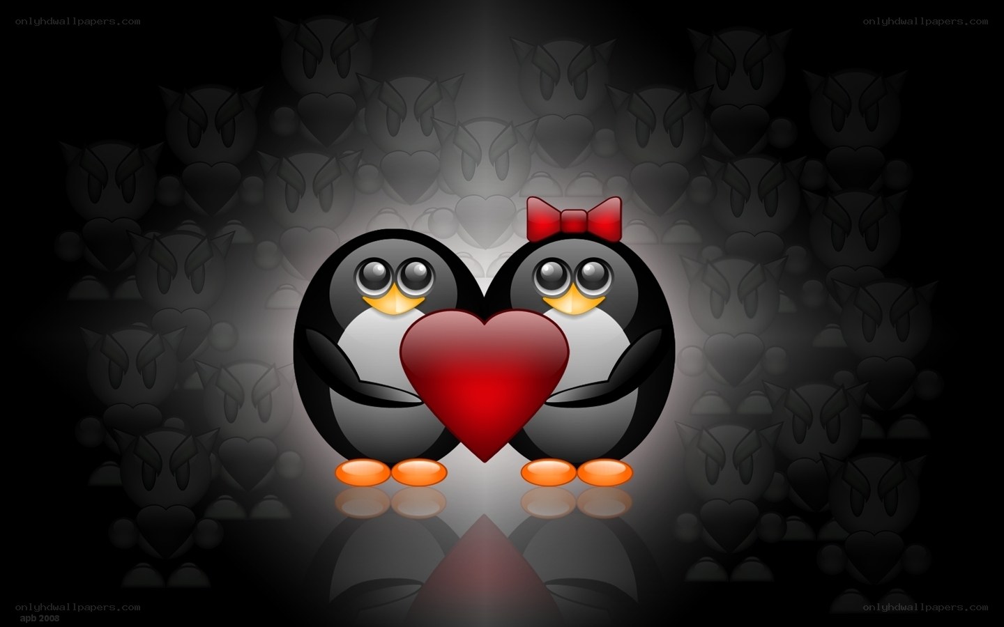 Penguin couple with heart