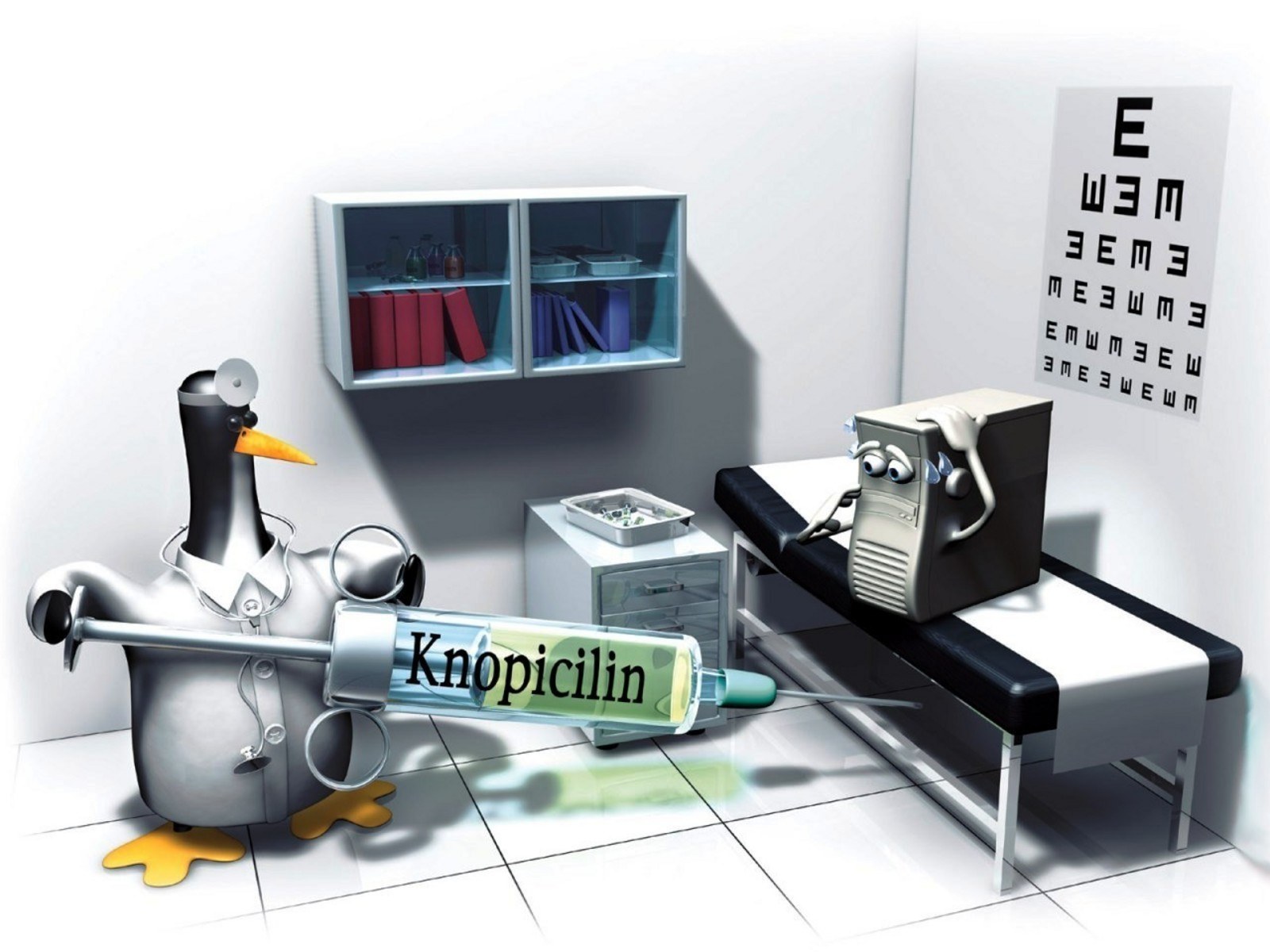 Penguin doctor with syringe