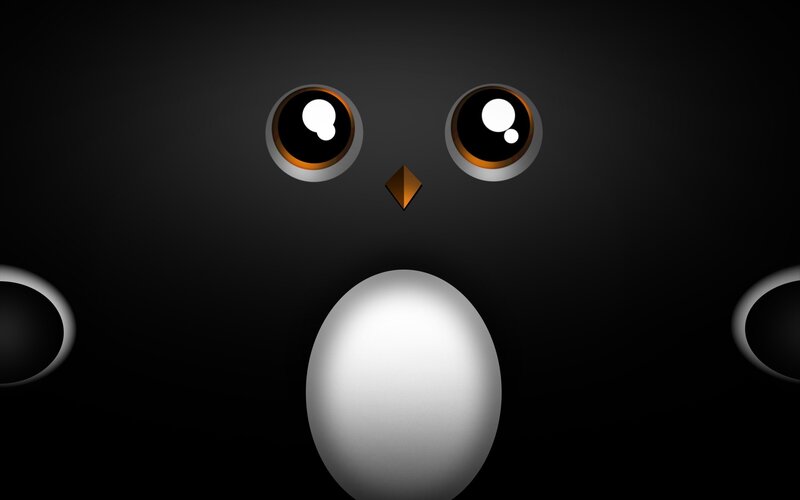 penguin face on black