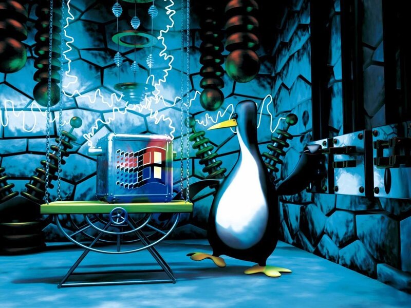 Penguin in a high-tech lab