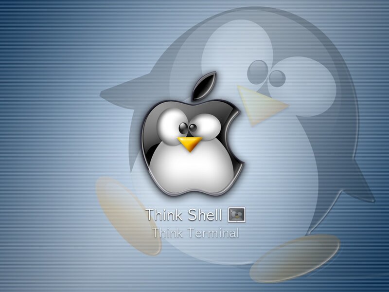 Penguin in Apple Logo — Blue