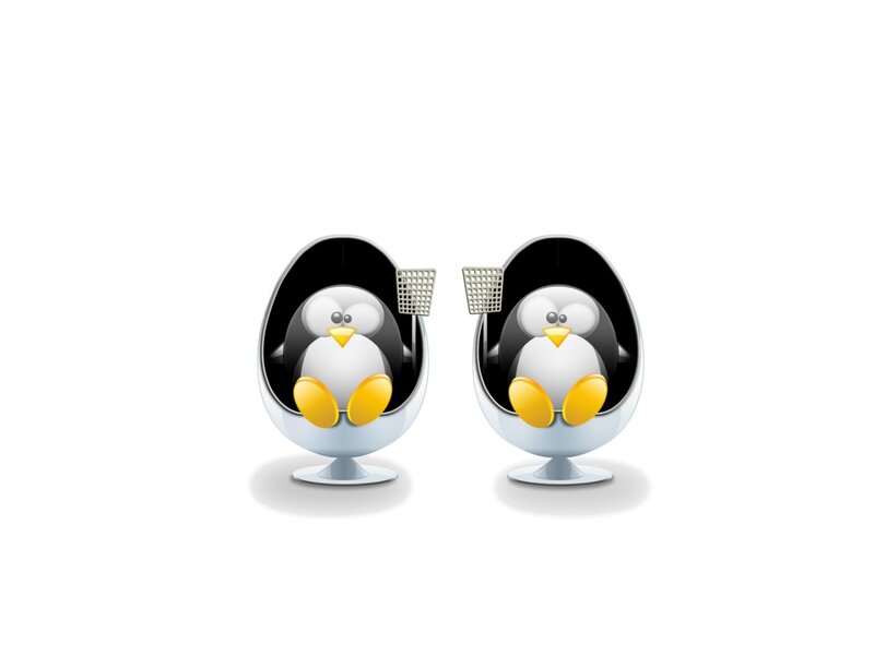 Penguin in Egg Chair