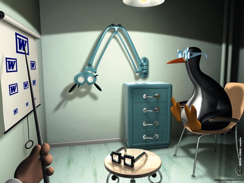 Penguin in Eye Exam