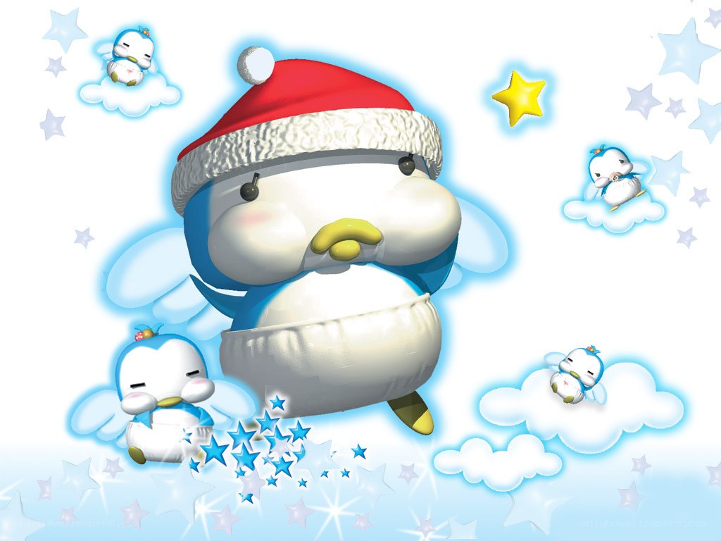 Penguin in Santa hat