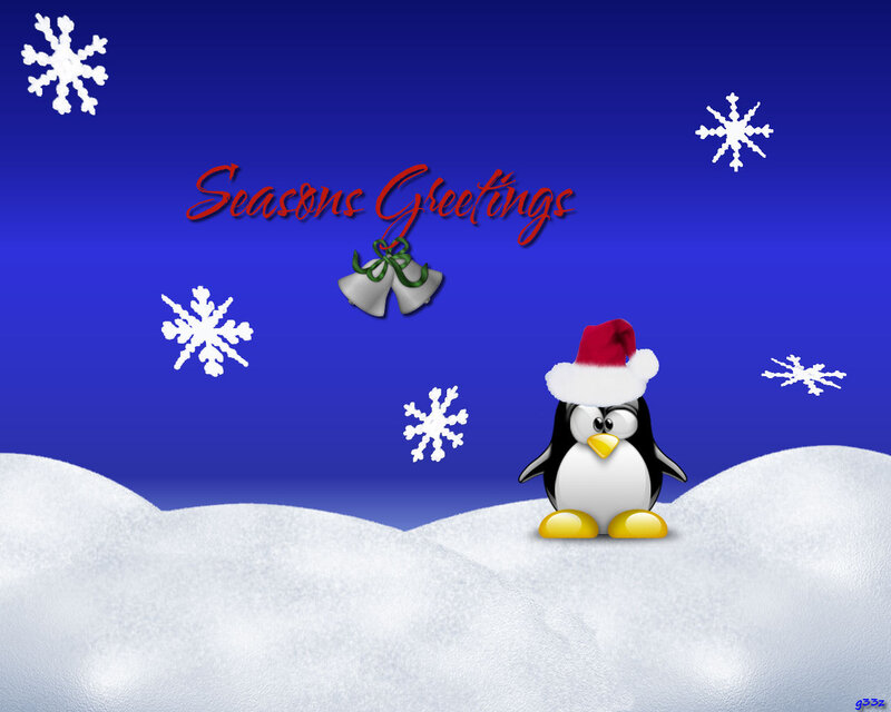 Penguin in Snow — Blue