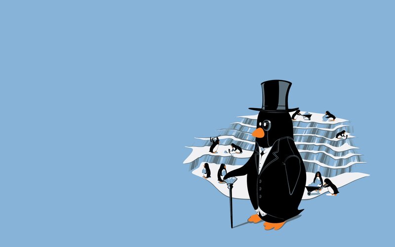 Penguin in Top Hat — Blue