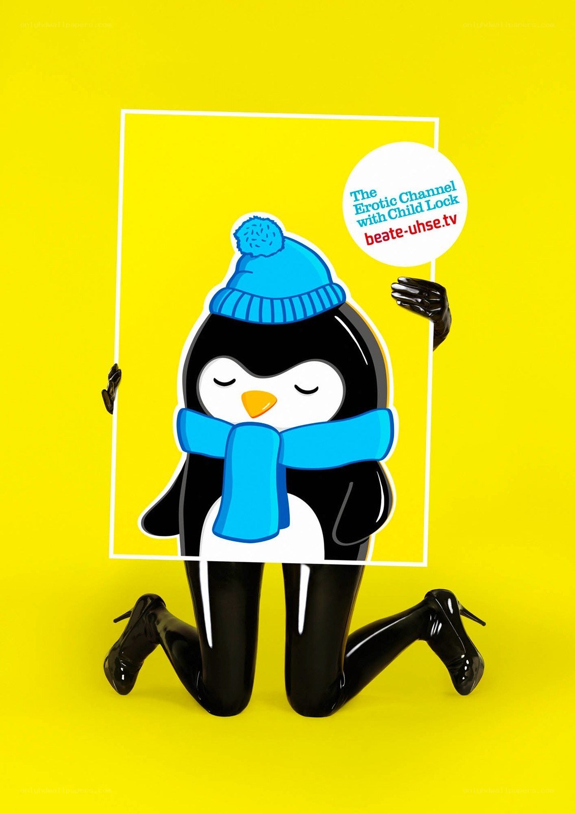 Penguin in winter gear