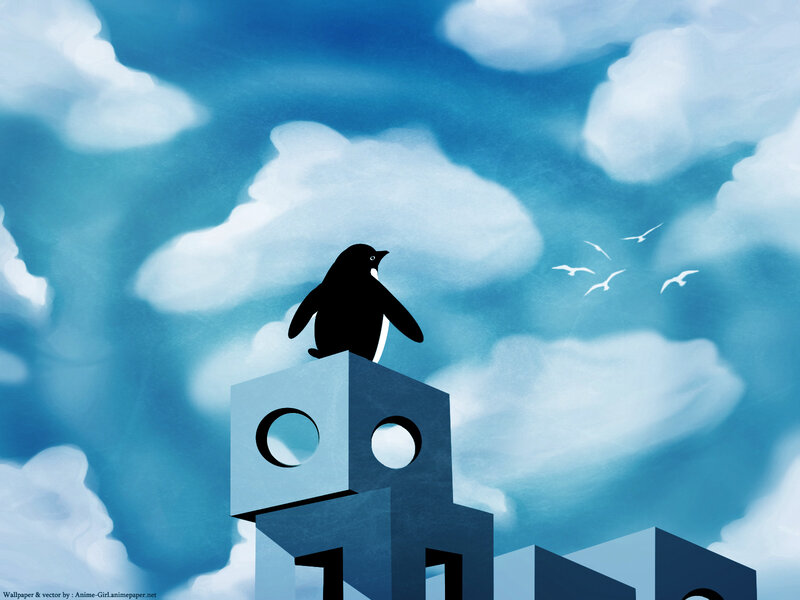 penguin on a block structure