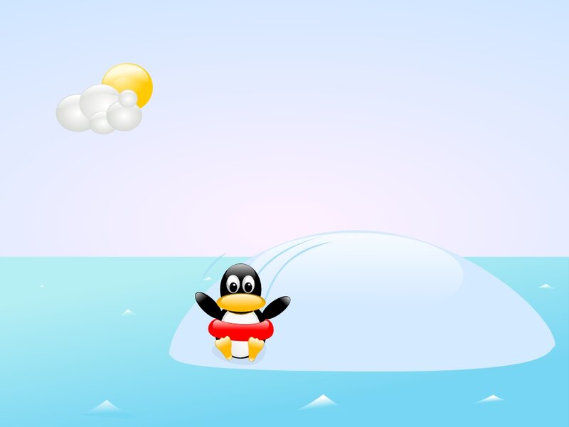 Penguin on Ice Floe — Blue, Calm