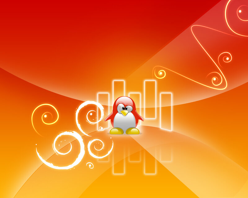 penguin on orange background