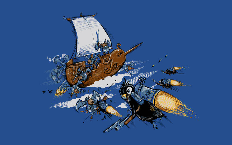 Penguin pirate battle