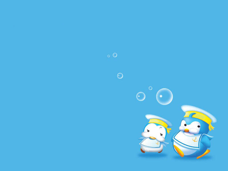 penguin sailors on blue background