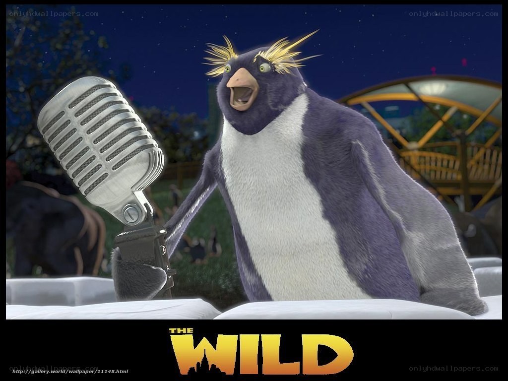penguin singing into microphone